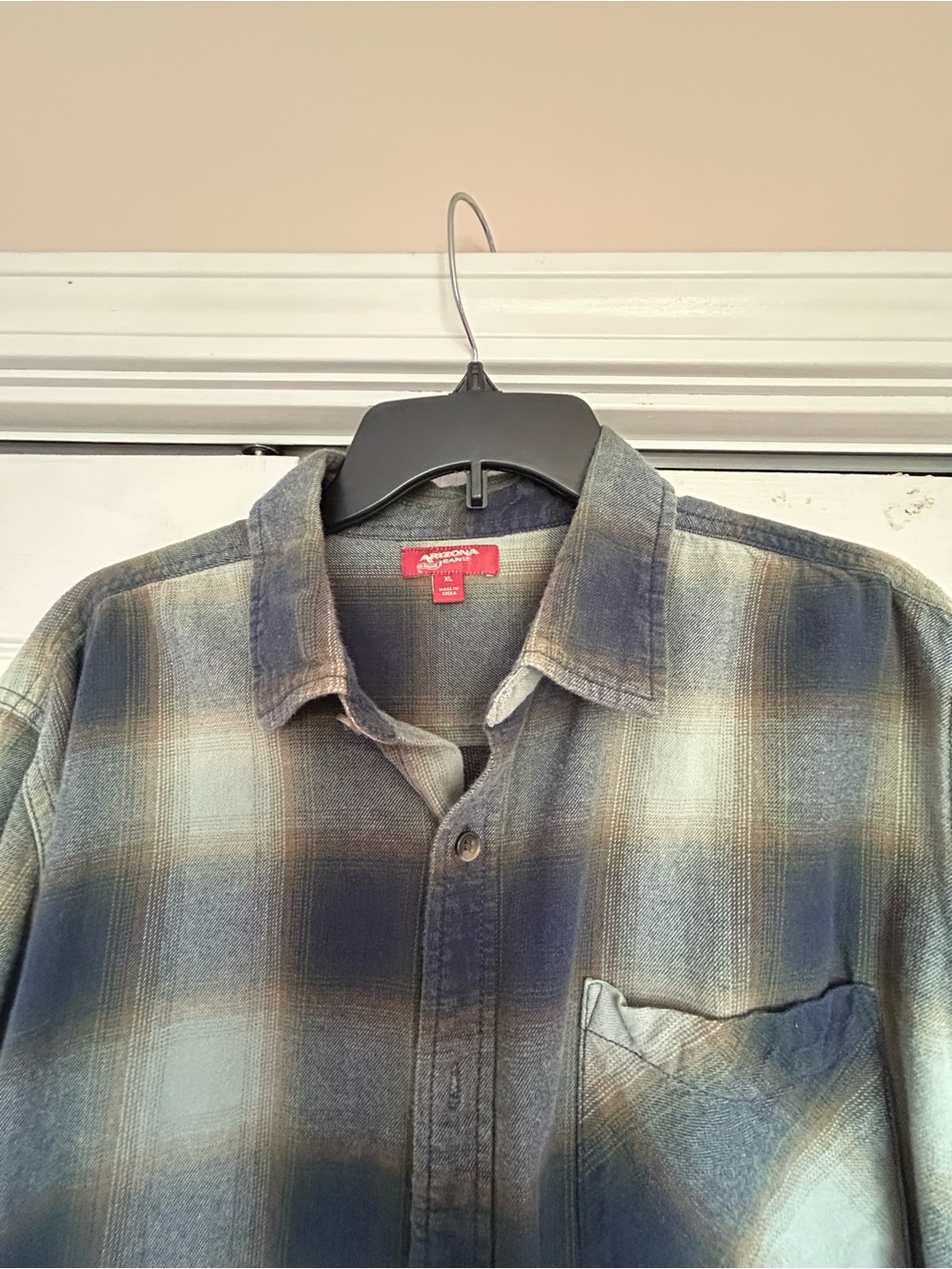 Men's Arizona Plaid Button-Up Shirt in Faded Blue and Gray